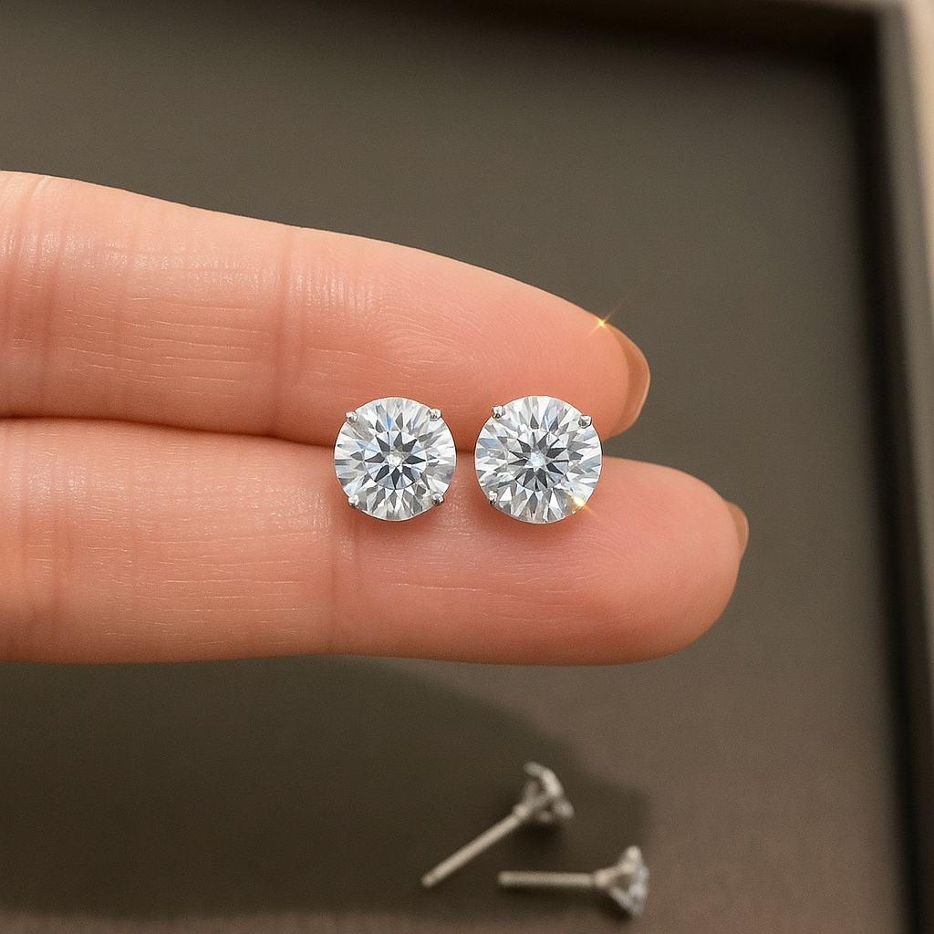 זוג עגילי זירקון מכסף 925