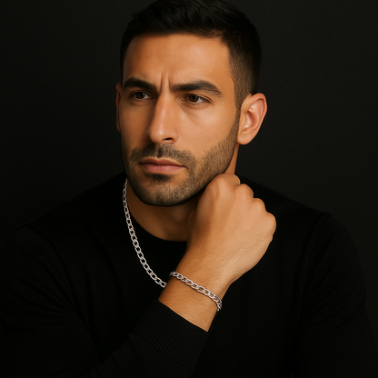 סט טיאגו לגברים - שרשרת וצמיד 925